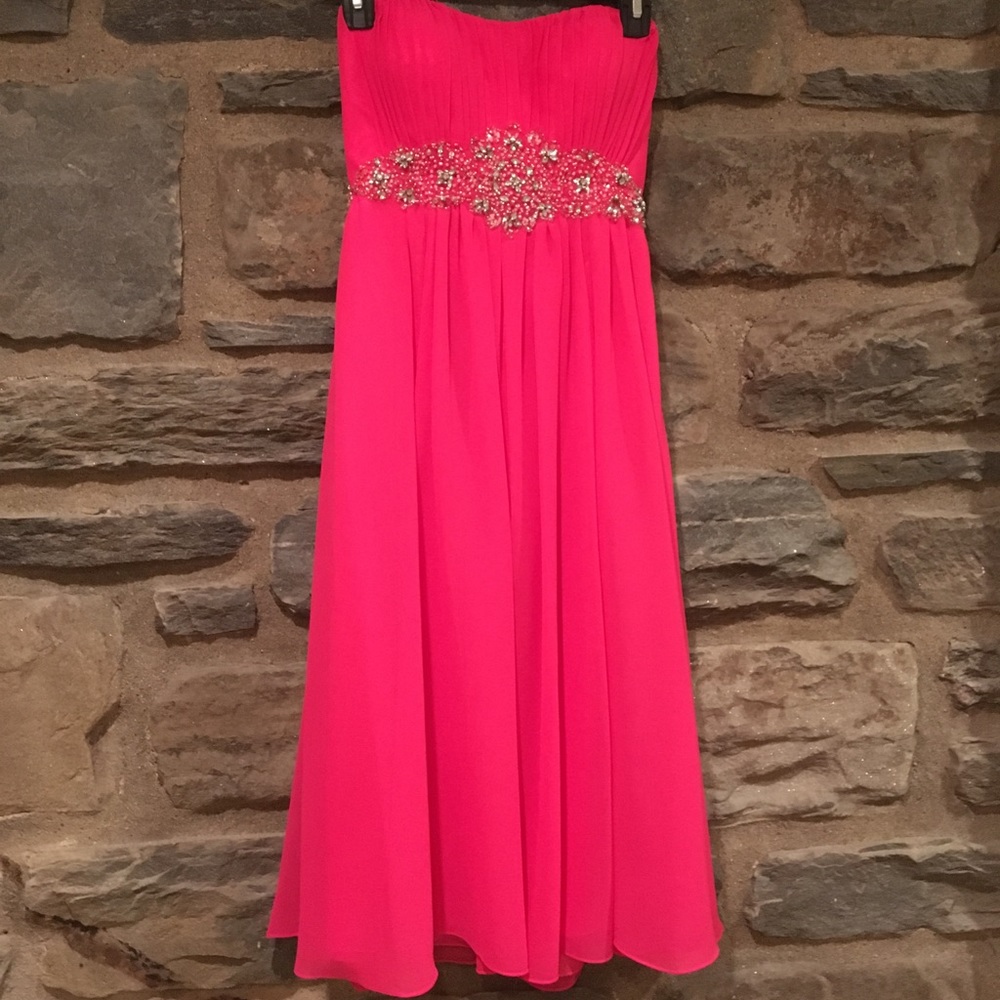 Dress Barn Strapless Pink Midi Prom Dress (S)